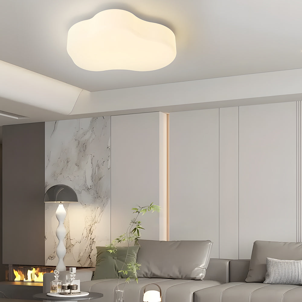 Modern Milky White Cloud Shape LED Ceiling Light with Three Step Color Dimming for Kids Bedroom