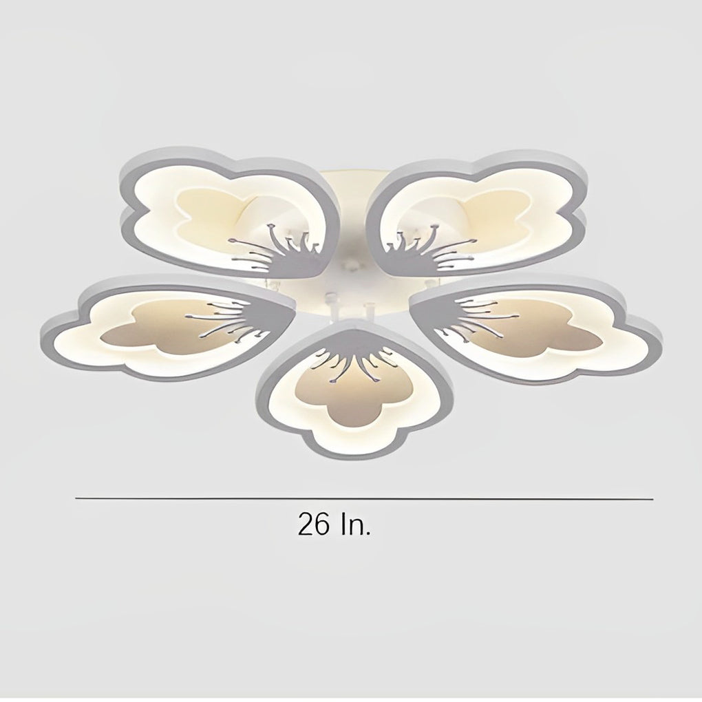 Modern Nordic Flower Shape LED Flush Mount Light with Remote Control Dimming