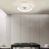 Modern Smart Bladeless Ceiling Fan with Dimmable LED Light and Air Sterilization Filter in White