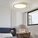 Modern White Round LED Ceiling Light Fixture with 3 Step Dimming and Acrylic Diffuser