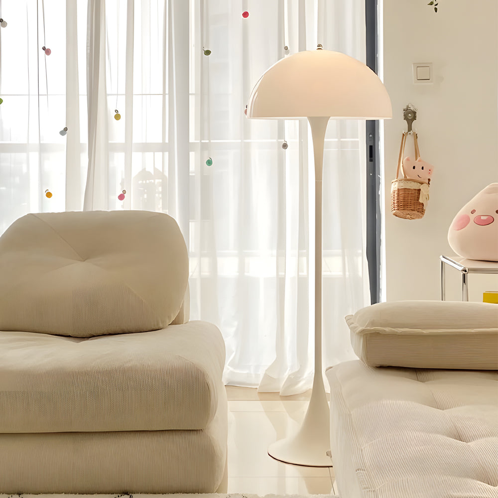 Modern White Mushroom Dome Floor Lamp with 3 Step Dimmable Color Temperature