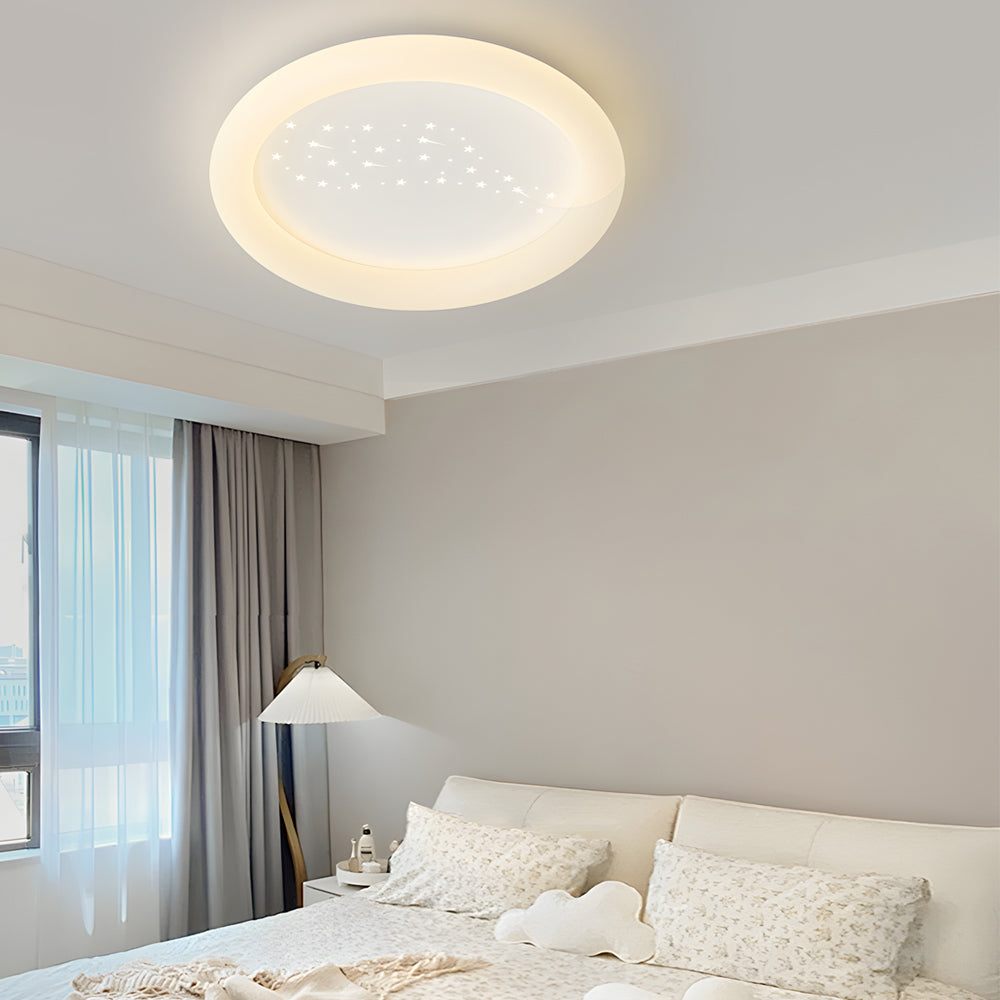 Modern Square and Round LED Ceiling Light Fixture with 3 Step Color Dimming in Milky White