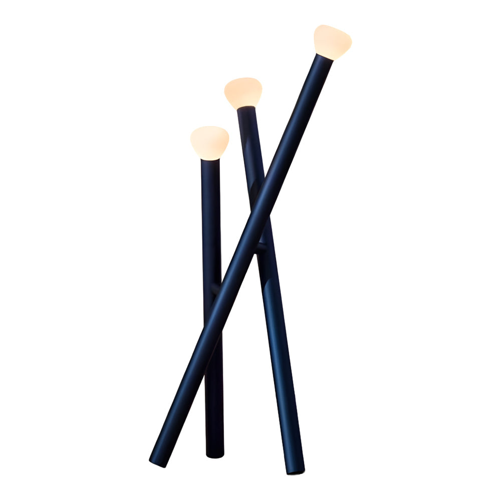 Modern 3 Light Metal Stick Standing Lamp with Glass Shades and Dimmable Switch