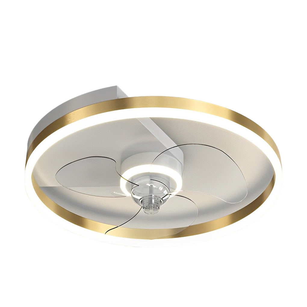 Round Bladeless Ceiling Fan with Dimmable LED Light 6 Speeds Silent Low Profile Flush Mount Fan