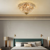 Antique Bronze Roman Style Crystal Bowl Flush Mount Ceiling Light for Elegant Home Decor