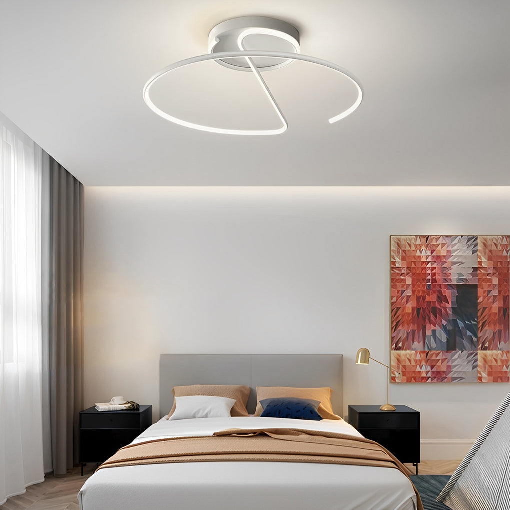 Dimmable Modern Geometric LED Ceiling Light Fixture Minimalist Flush Mount Metal Lighting for Bedrooms