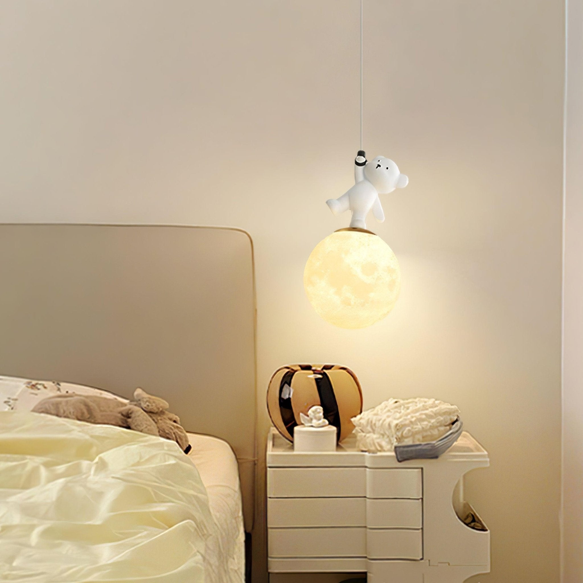 3D Moon and Animal Pendant Light for Kids Nursery Room Decorative Ceiling Hanging Lamp