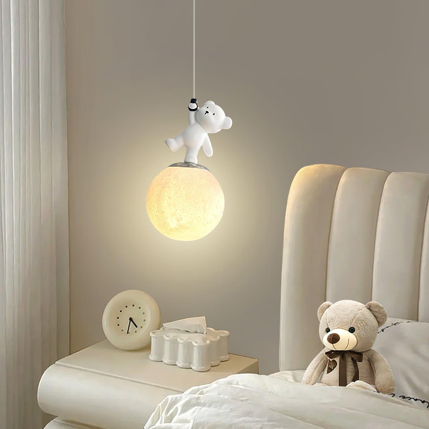 3D Moon and Animal Pendant Light for Kids Nursery Room Decorative Ceiling Hanging Lamp
