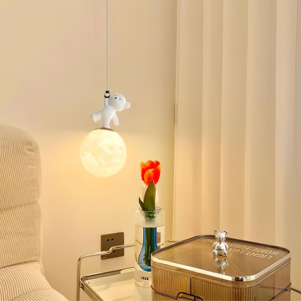 3D Moon and Animal Pendant Light for Kids Nursery Room Decorative Ceiling Hanging Lamp