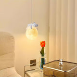 3D Printed Sleeping Bear Moon Pendant Light for Kids Bedroom and Nursery Animal Hanging Lamp