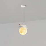 3D Printed Sleeping Bear Moon Pendant Light for Kids Bedroom and Nursery Animal Hanging Lamp
