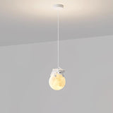 3D Printed Sleeping Bear Moon Pendant Light for Kids Bedroom and Nursery Animal Hanging Lamp