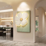 3D Sandstone Flower LED Wall Art Decorative Painting with USB and Remote Control