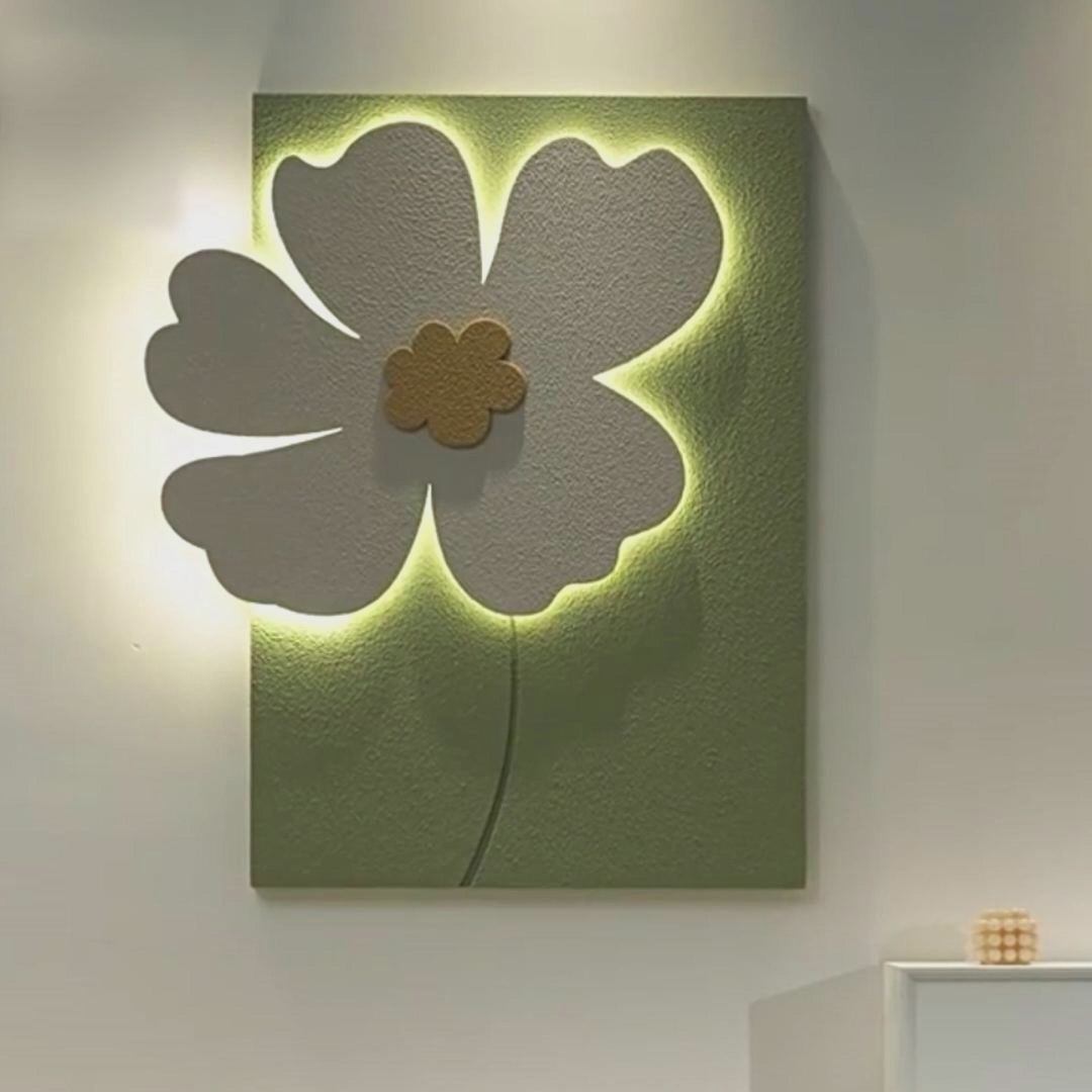 3D Sandstone Flower LED Wall Art Decorative Painting with USB and Remote Control
