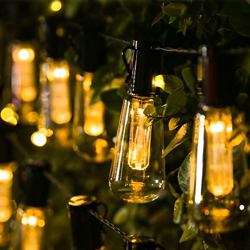 40 LED Retro Bulb Solar String Lights USB Rechargeable Warm White Outdoor Garden Hanging Decor