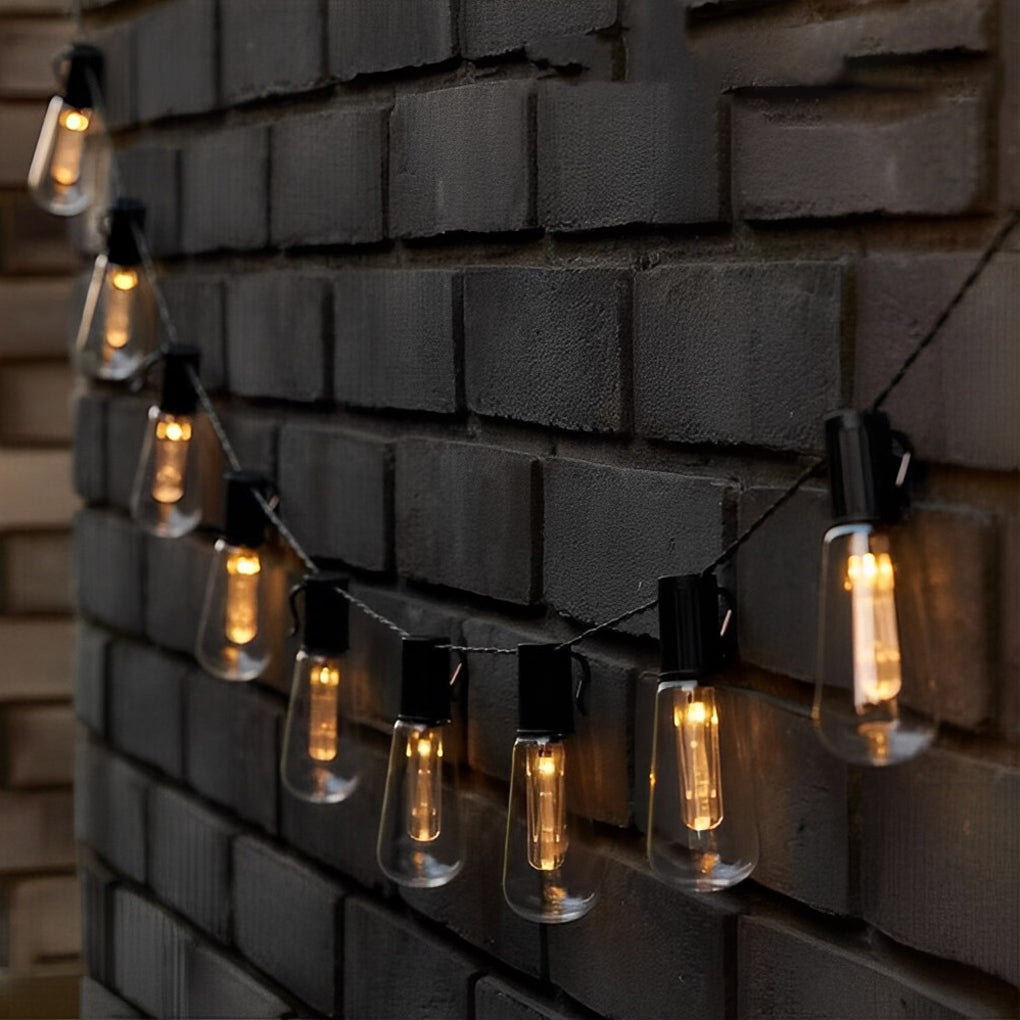 40 LED Retro Bulb Solar String Lights USB Rechargeable Warm White Outdoor Garden Hanging Decor
