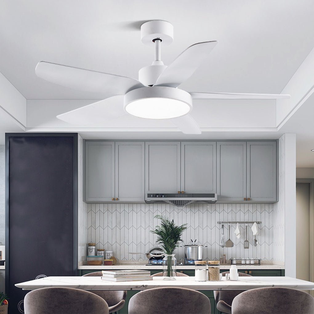 Modern 46 Inch LED Ceiling Fan with Remote 6 Speeds 5 Reversible Blades Indoor Light Fixture