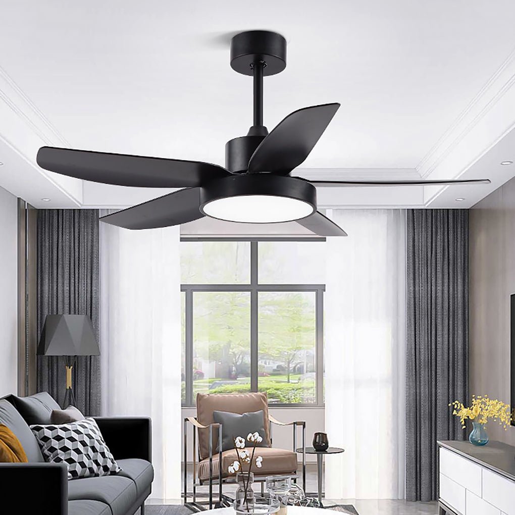 Modern 46 Inch LED Ceiling Fan with Remote 6 Speeds 5 Reversible Blades Indoor Light Fixture