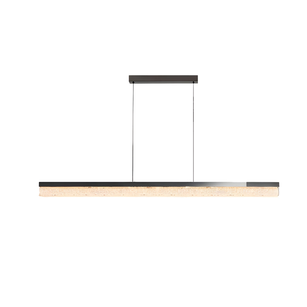 47 Inch Modern LED Linear Island Chandelier Dimmable Pendant Light with Ice Crack Resin Shade