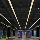47 Inch Modern LED Linear Pendant Light 6 Pack Rectangle Aluminum Hanging Office Chandelier