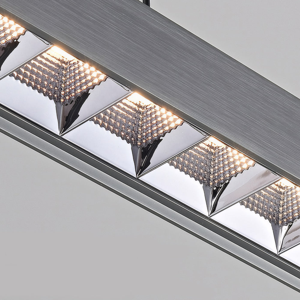 48 Inch Modern Linear LED Island Pendant Light in Brushed Deep Gray Aluminum for Kitchen