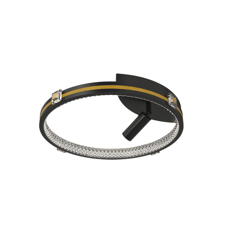 Modern Round Ring LED Crystal Flush Mount Ceiling Light with Spotlights