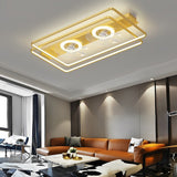 Nordic Low Profile Rectangular Bladeless Ceiling Fan with Dual Fans and Dimmable LED Light