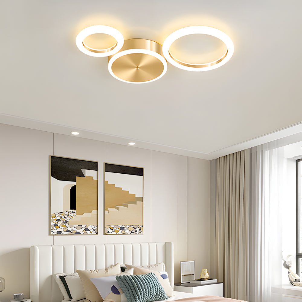 Contemporary Gold LED Flush Mount Ceiling Light Ring Circle Fixture for Living Room Bedroom