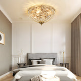 Antique Bronze Roman Style Crystal Bowl Flush Mount Ceiling Light for Elegant Home Decor