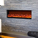 Modern Black Recessed Electric Fireplace with Remote Control and Adjustable Flame Brightness