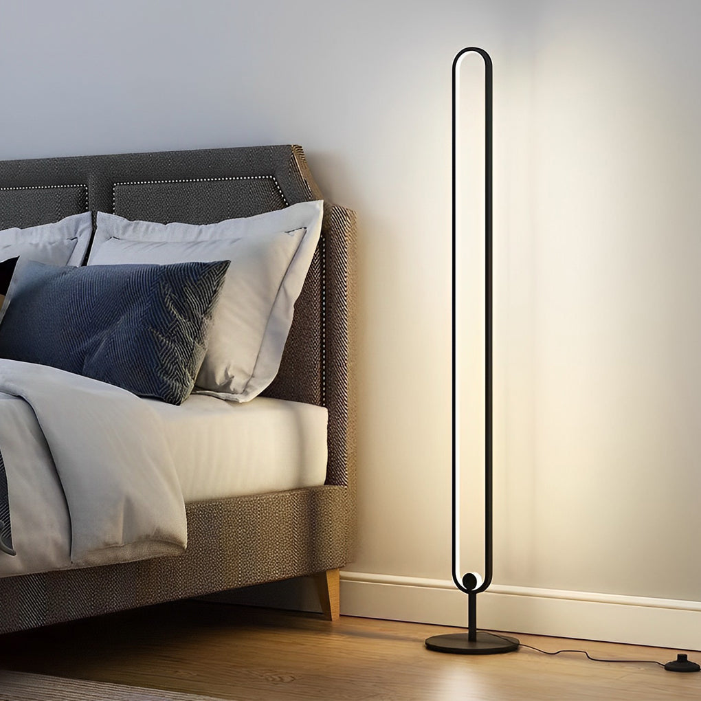 Modern Oval Silhouette LED Floor Lamp Minimalist Standing Light with Metal Base