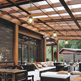 Retro Glass Globe Outdoor Pendant Light Waterproof Aluminum Exterior Chandelier for Porch and Garden