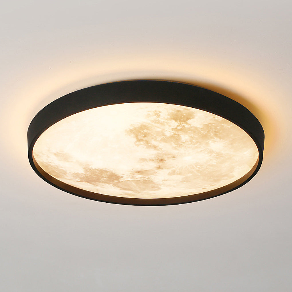 Circular Moon Inspired LED Ceiling Light Modern Flush Mount with Adjustable Color
