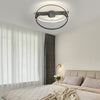 Modern 2 Ring LED Flush Mount Ceiling Fan with 3 Step Dimming for Bedroom Kitchen