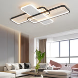 Geometric Overlapping Square LED Ceiling Light Modern Nordic Flush Mount Dimmable Chandelier