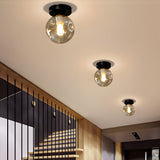 Modern Nordic Amber Glass Semi Flush Mount Ceiling Light for Corridor and Hallway