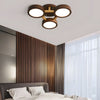 Mid Century Modern Sputnik Walnut Wood Circle LED Ceiling Light Flush Mount Fixture
