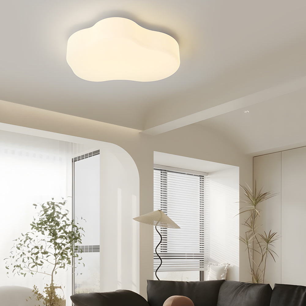 Modern Milky White Cloud Shape LED Ceiling Light with Three Step Color Dimming for Kids Bedroom