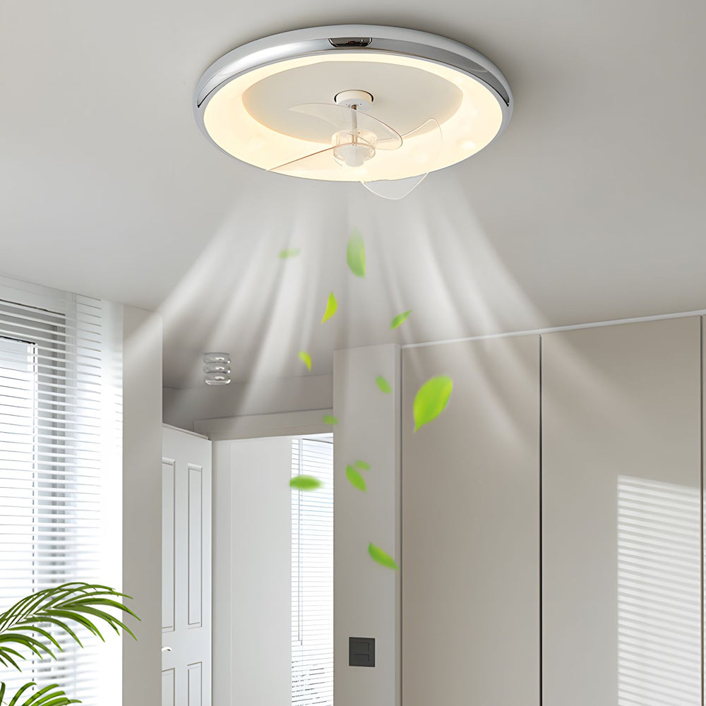 Modern Flush Mount LED Ceiling Fan with Remote 4 Speed Quiet Motor and Dimmable 3 Blade Lamp