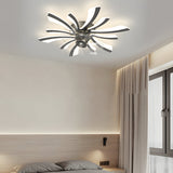 Modern Floral Acrylic Ceiling Fan with Three Step Dimming Light for Bedroom and Dining Room