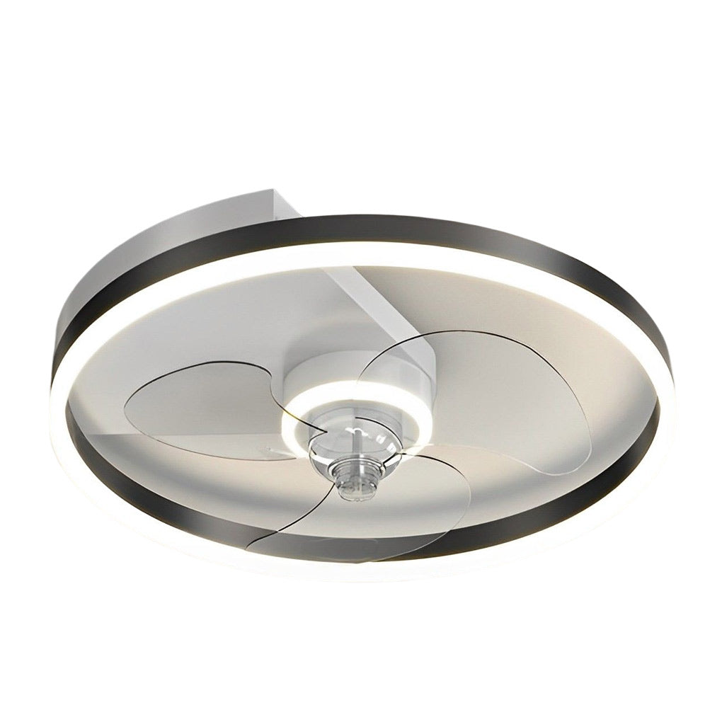Round Bladeless Ceiling Fan with Dimmable LED Light 6 Speeds Silent Low Profile Flush Mount Fan