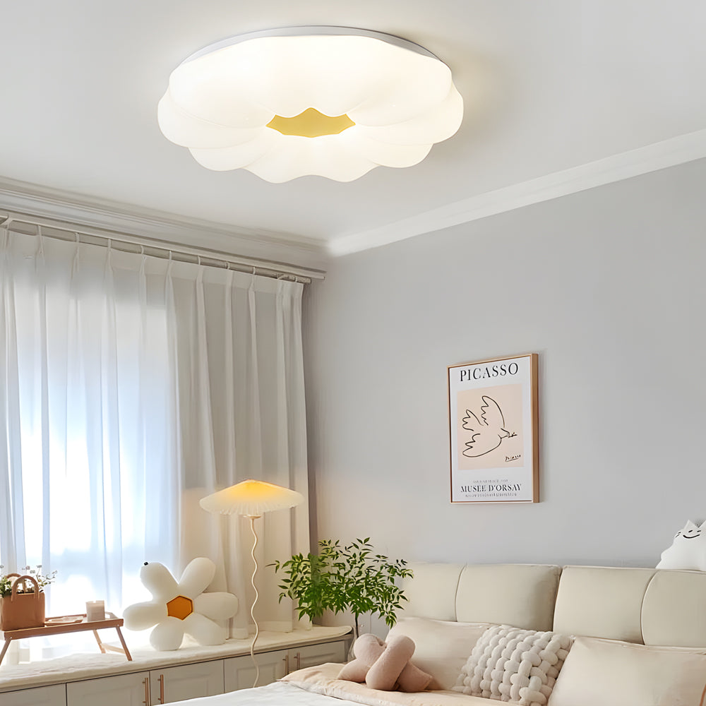 Modern Cloud Flower Acrylic Ceiling Light with 3 Step Dimming Flush Mount Lamp in White