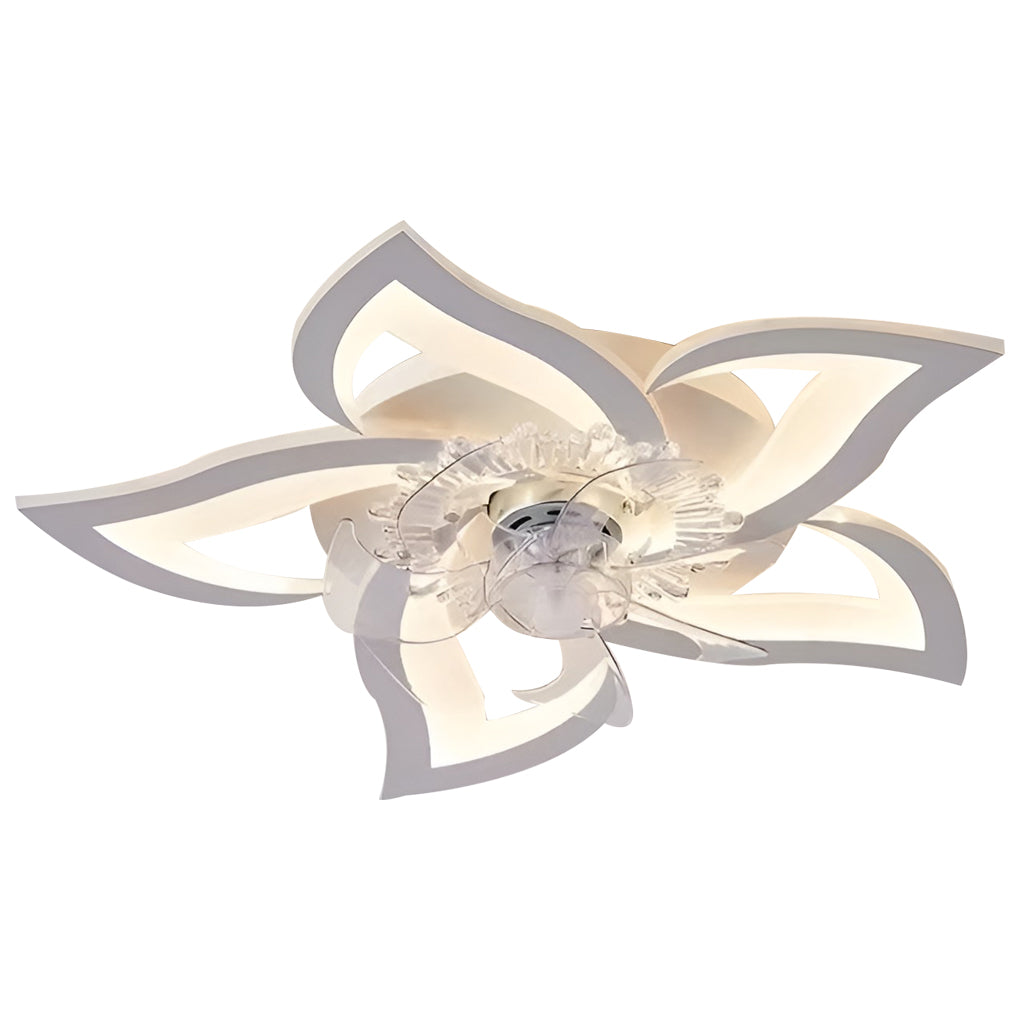Modern Nordic Flower Shaped LED Ceiling Fan with Three Step Dimming and Timed Shutdown