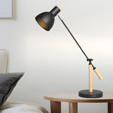Modern Wood and Iron Adjustable Desk Lamp for Reading and Office Spaces