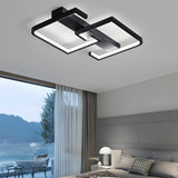 Geometric Square Frame Black LED Flush Mount Ceiling Lamp with Three Step Dimming Control