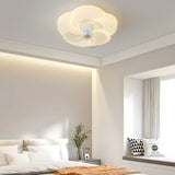 Modern Flower Shape LED Flush Mount Ceiling Fan with 3 Step Dimming and Quiet Motor