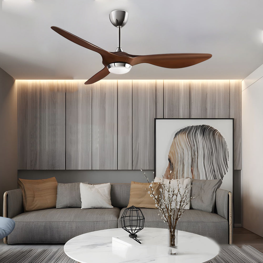 Modern 52 Inch 3 Blade LED Ceiling Fan with Remote 6 Speeds Reversible DC Motor Light