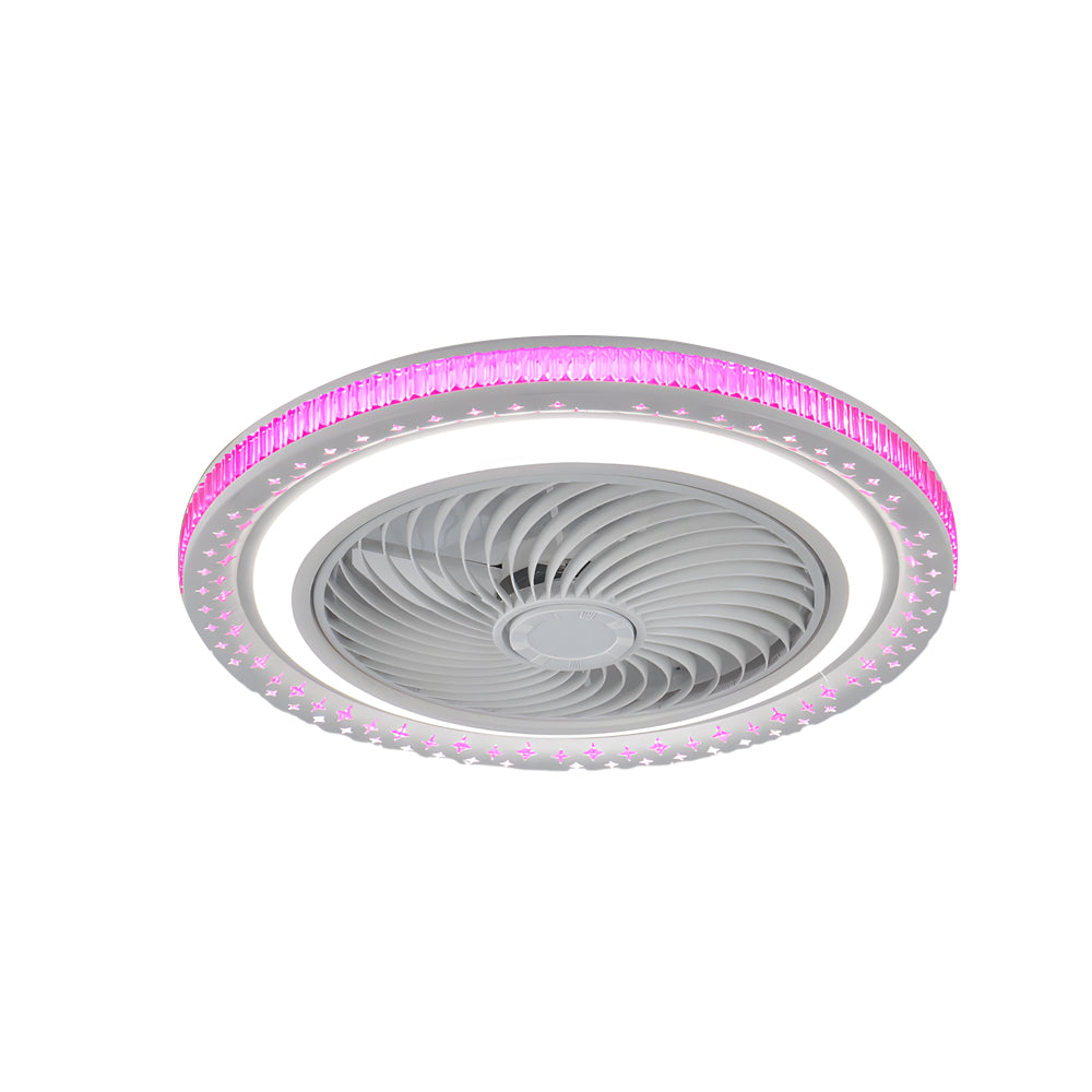 Modern 19.7 Inch Low Profile Bladeless Ceiling Fan with Dimmable LED Light and Remote Control