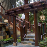 Vintage Waterproof Outdoor Pendant Light Retro Aluminum and Glass Hanging Ball Ceiling Lantern