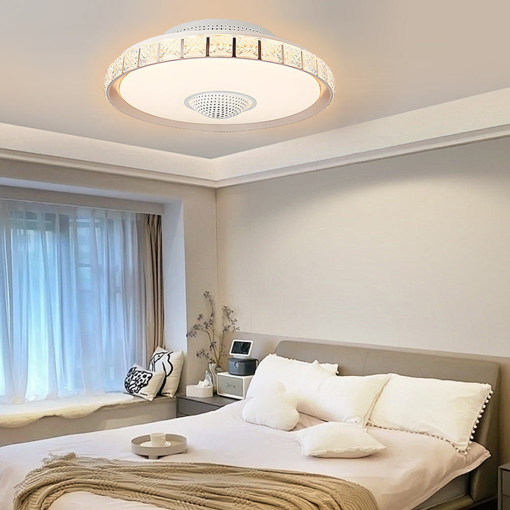 Modern 20 Inch Flush Mount Bladeless Ceiling Fan with Integrated LED Lighting and Remote Control